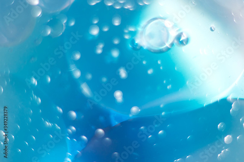 Macro fluid, abstract blue background.