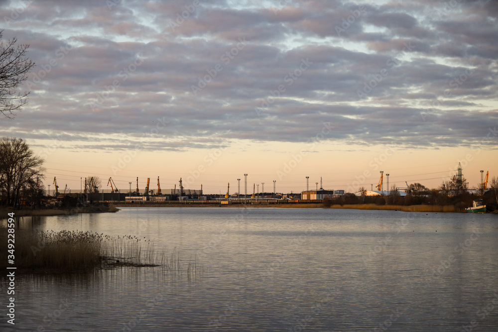 Rural cityside view with in evening sunset.