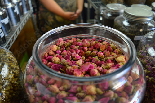 Rose tea at farmer's market in Los Angeles, California