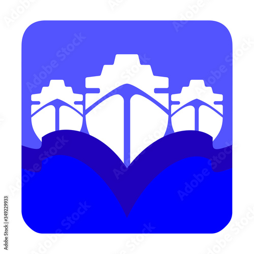 Ship logo with sea waves. Ocean cruises or cargo shipping concept sign.