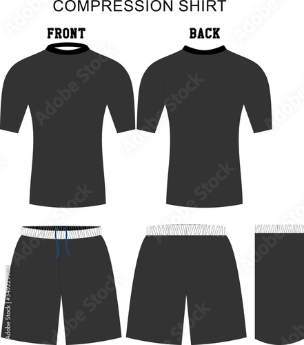 Men Compression Shirt and Shorts Custom Design Mock ups Templates Illustration Vector
