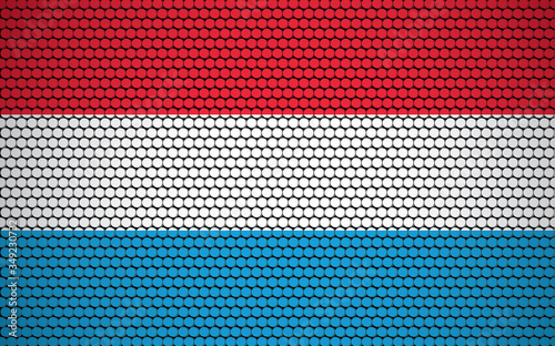 Abstract flag of Luxembourg made of circles. Luxembourger flag designed with colored dots giving it a modern and futuristic abstract look.