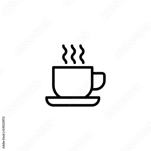 Coffee cup with steam vector icon in linear  outline icon isolated on white background