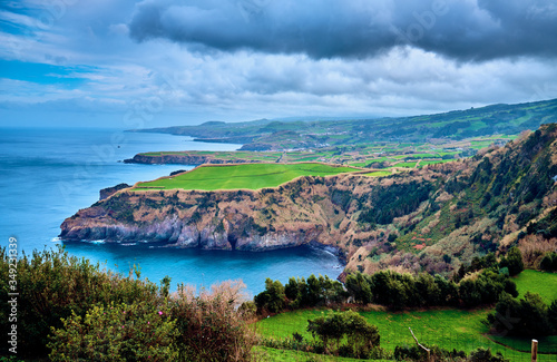 San Miguel Island. Azores, Portugal. Scenic landscape with beautiful cliffs near the Atlantic Ocean.