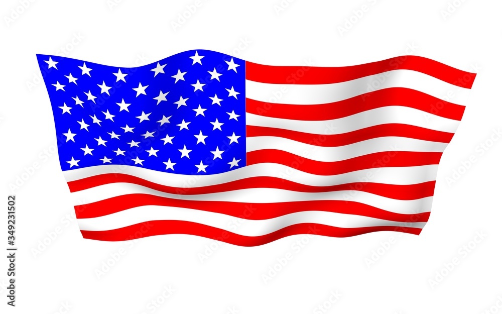 Waving flag of the United States of America. Stars and Stripes. State symbol of the USA. 3D illustration Waving flag of the United States of America. Stars and Stripes. State symbol of the USA. 3D illustration