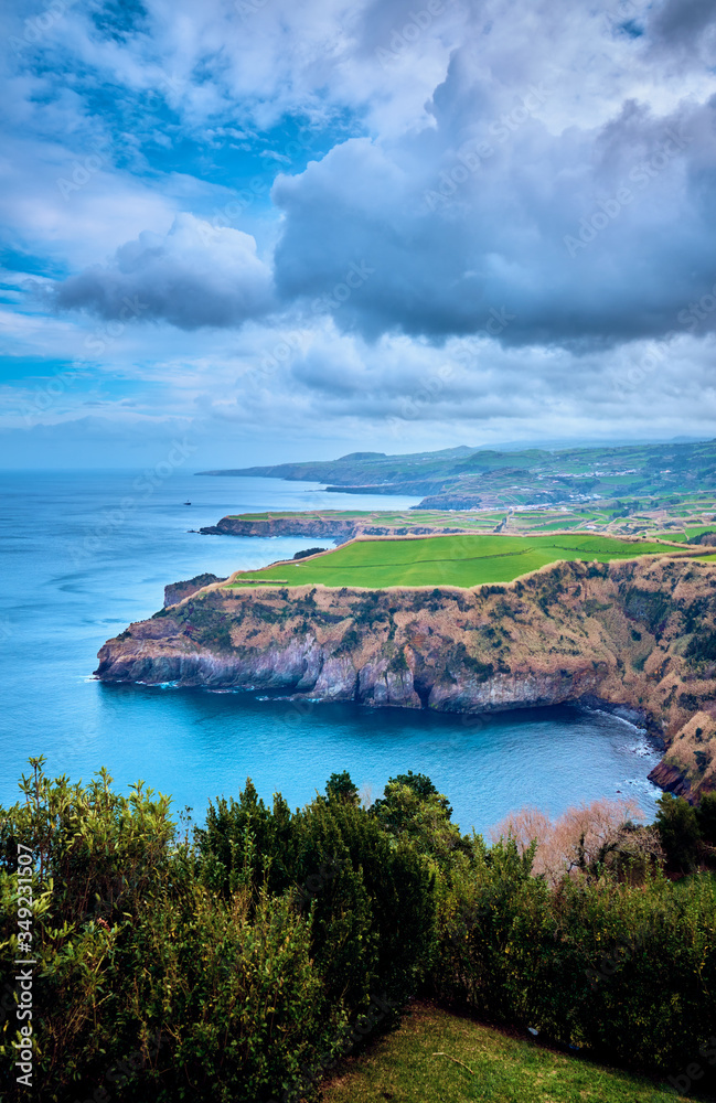 San Miguel Island. Azores. Scenic landscape with beautiful cliffs near the Atlantic Ocean.