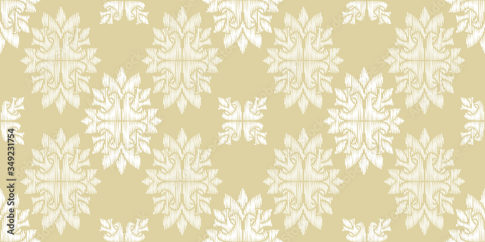 Flower damask ornate seamless pattern. Vector surface design for fabric, apparel textile, book, interior, wallpaper Flower damask ornate seamless pattern. Vector surface design for fabric, apparel textile, book, interior, wallpaper