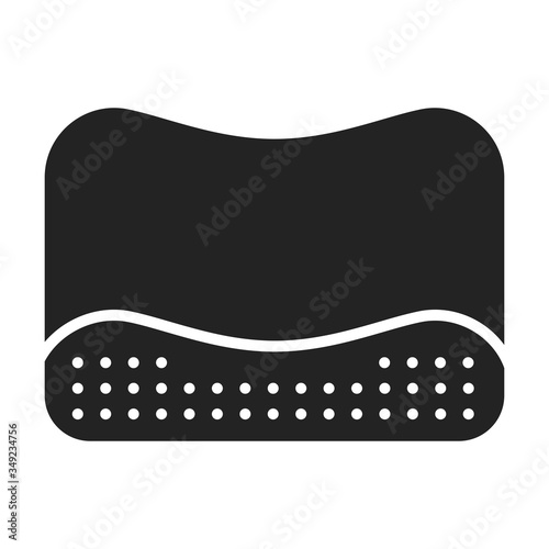 Orthopedic memory foam pillow black glyph icon. Isolated vector element. 