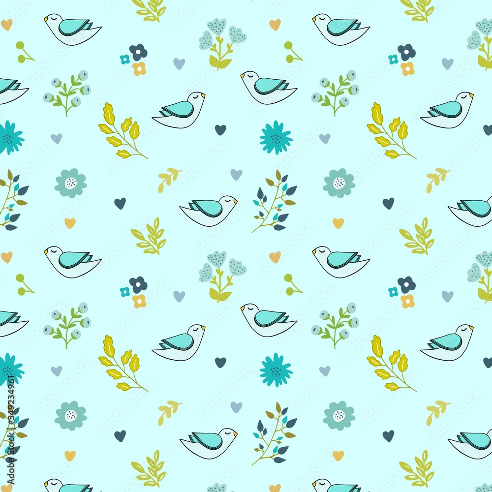 seamless pattern with birds and flowers seamless pattern with birds and flowers
