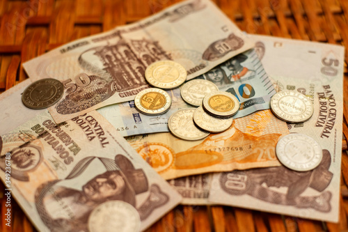 Bolivian currency closeup photo