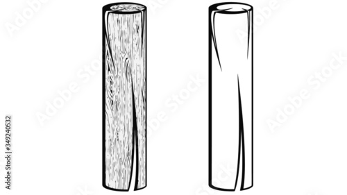 wooden post texture fiber drawing vector illustration image
