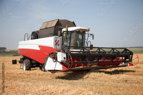 combine harvester on a wheat field