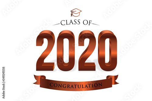 Class of 2020. Congrats Graduates. 3d lettering with bronze and white color
