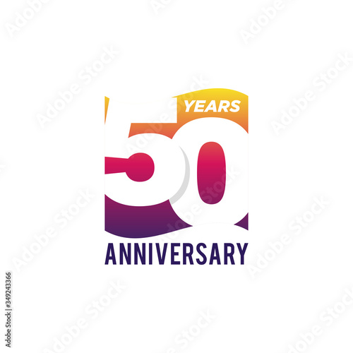 50 Years Anniversary Celebration Icon Vector Logo Design Template. Gradient Flag Style.