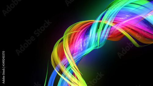 Creative abstract twisted rainbow color background. Abstract stripes. 3d render