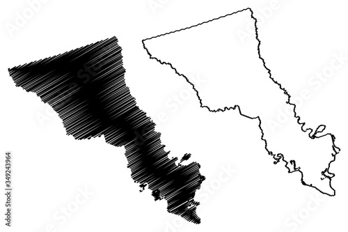 Bryan County, Georgia (U.S. county, United States of America,USA, U.S., US) map vector illustration, scribble sketch Bryan map