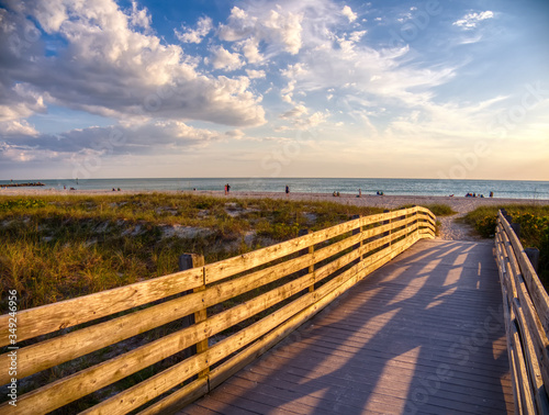 Walkway to Nokomis Beach and the Gulf of Mexico in Nokomis Florida in late afternoon light