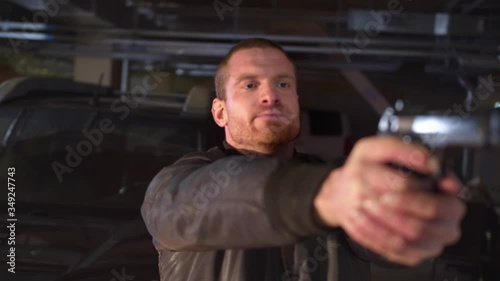 Wallpaper Mural The stern man takes out a gun. Medium Close up Torontodigital.ca