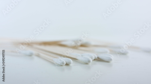 Swabs for coronavirus testing in a sterile white environment