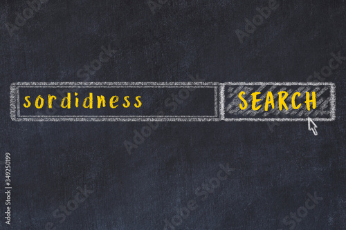 Chalk drawing of search engine and inscription on black chalkboard photo