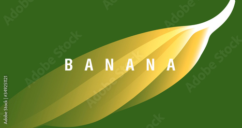 Abstract background or modern poster cover element with gradient shapes forming banana silhouette with copy