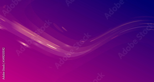 Abstract purple background with fluid curve with bubbles, transparent layers overlap with light flare