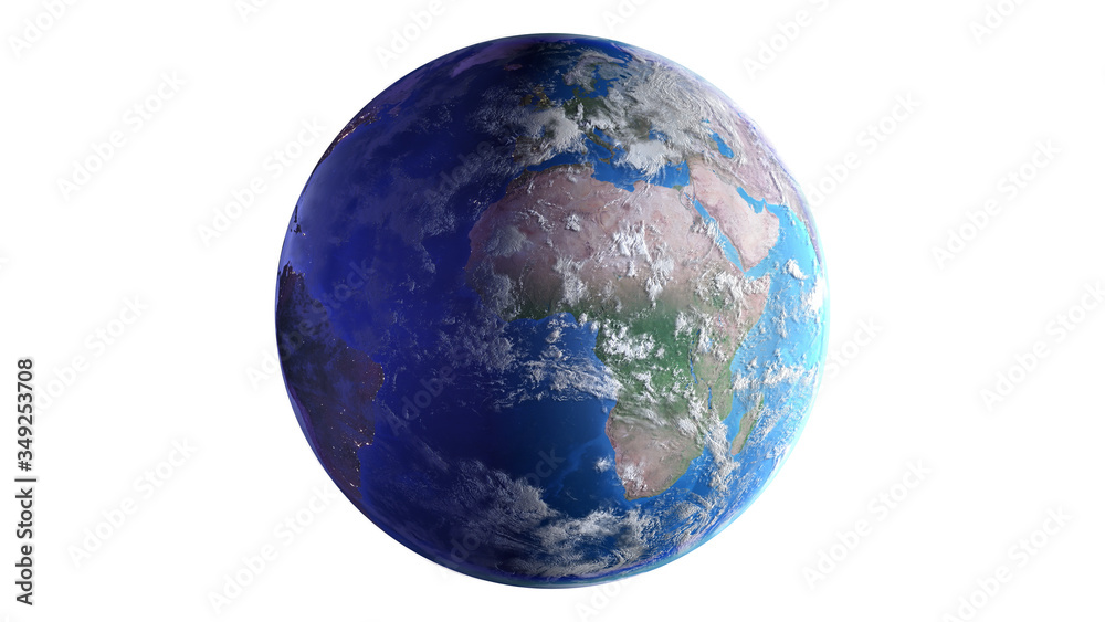 The Earth Space Planet 3D illustration white background. elements from NASA