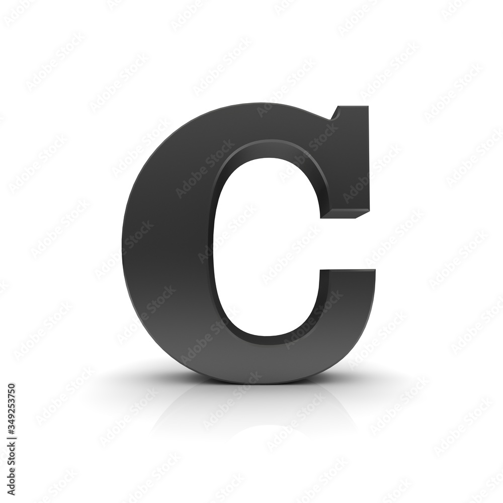 C letter 3d black sign alphabet text capital letter C letter 3d black sign alphabet text capital letter