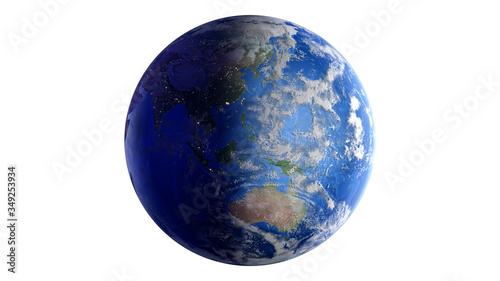 The Earth Space Planet 3D illustration white background. elements from NASA