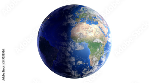 The Earth Space Planet 3D illustration white background. elements from NASA