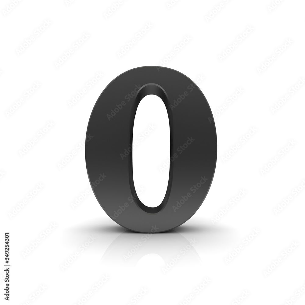 0 zero number black 3d sign