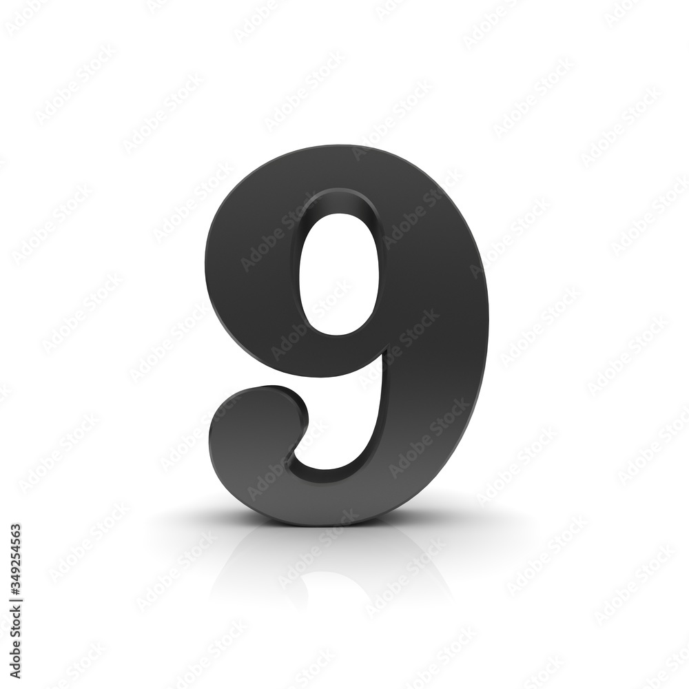 9 nine number black 3d sign 9 nine number black 3d sign