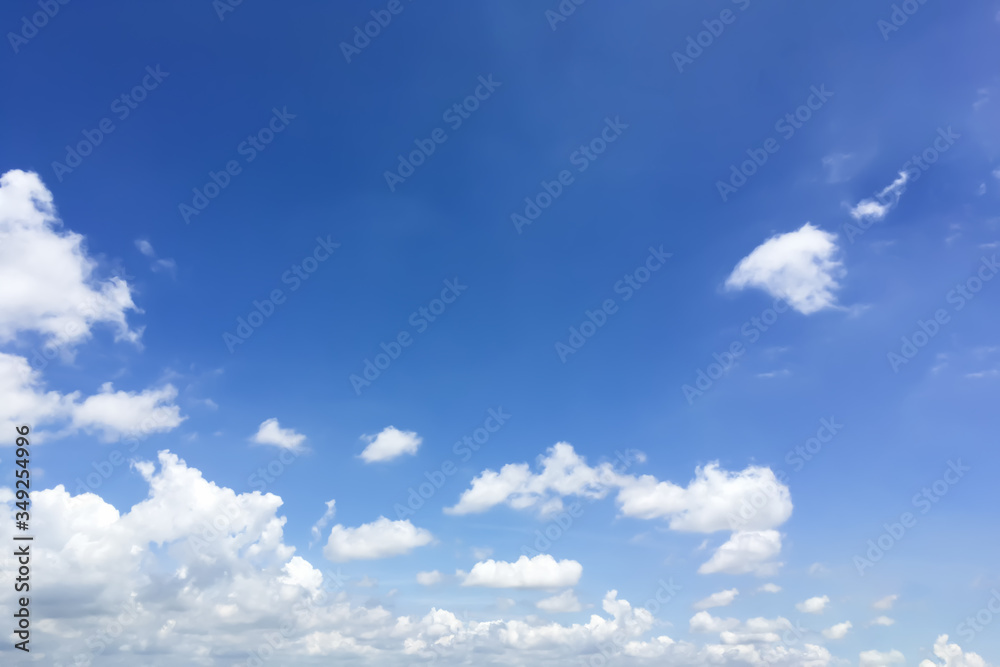 Naklejka premium Dramatic atmosphere panorama view of beautiful blue sky and white clouds on summer holiday background.