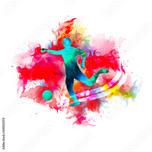soccer player watercolor splash paint