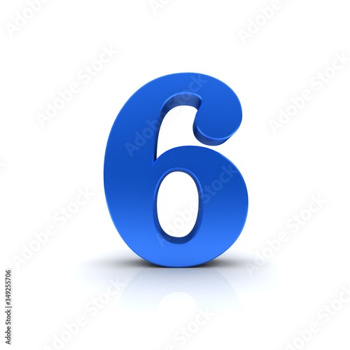 6 six blue 3d number