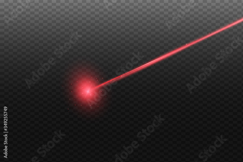 Abstract red laser beam. Transparent isolated on black background. Vector illustration.the lighting effect.floodlight directional