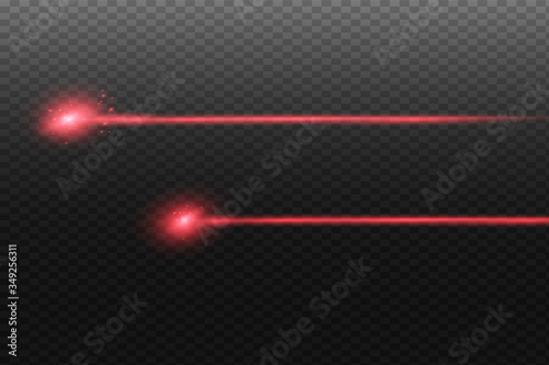 Abstract red laser beam. Transparent isolated on black background. Vector illustration.the lighting effect.floodlight directional