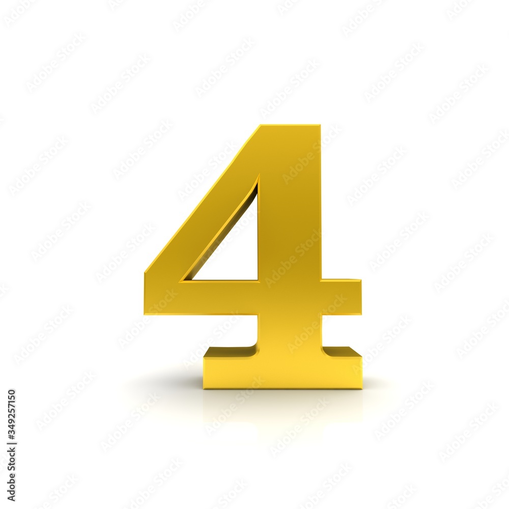 4 four 3d number gold sign