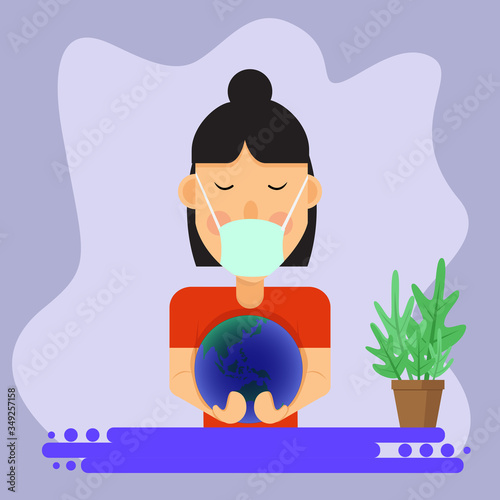 save the earth from viruses, vector illustration in flat style