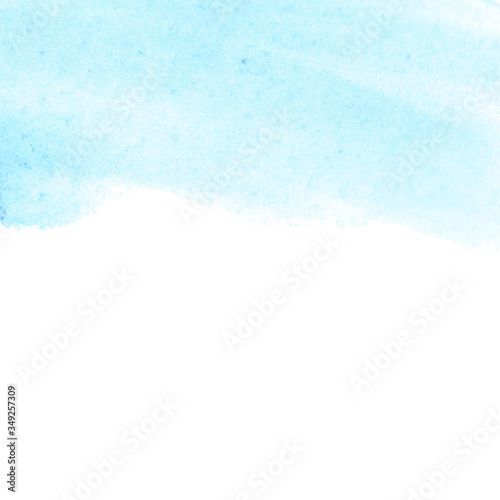 Abstract watercolor background of the blue sky horizon. Hand painted. Stain blot spot blob. Template for postcard, banner, illustration