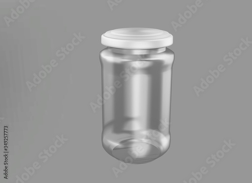 glass jar and isolated on gray