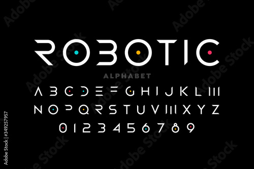 Minimal style font, alphabet letters and numbers photo