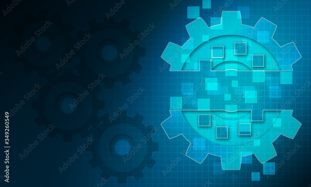 Futuristic blue gear for artificial intelligence and big data concept Futuristic blue gear for artificial intelligence and big data concept