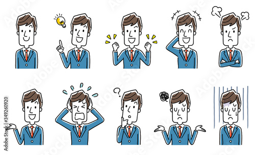 Illustration material: businessman, man, set, collection