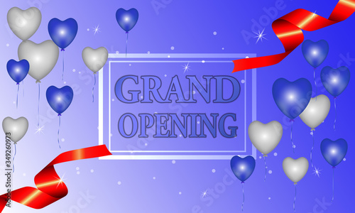 grand opening card invitation blue