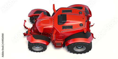 Fototapeta Naklejka Na Ścianę i Meble -  3D rendering of a brand-less generic self driving tractor concept, in studio environment