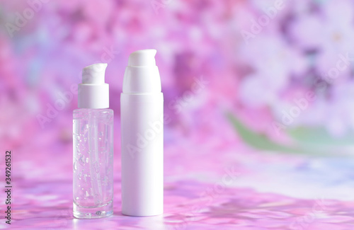 Bottle for cosmetic products without a label. The concept of skin care face.