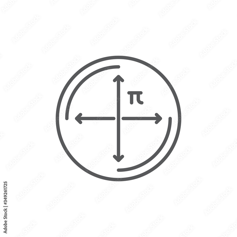 circle diameter vector icon symbol education isolated on white background circle diameter vector icon symbol education isolated on white background