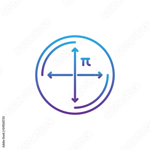 circle diameter vector icon symbol education isolated on white background