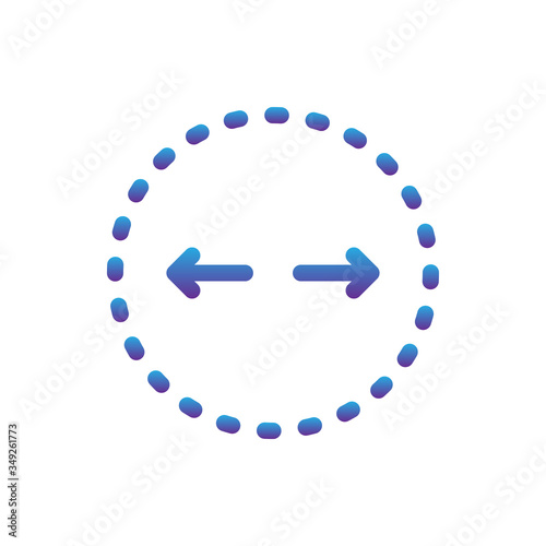circle diameter vector icon symbol education isolated on white background